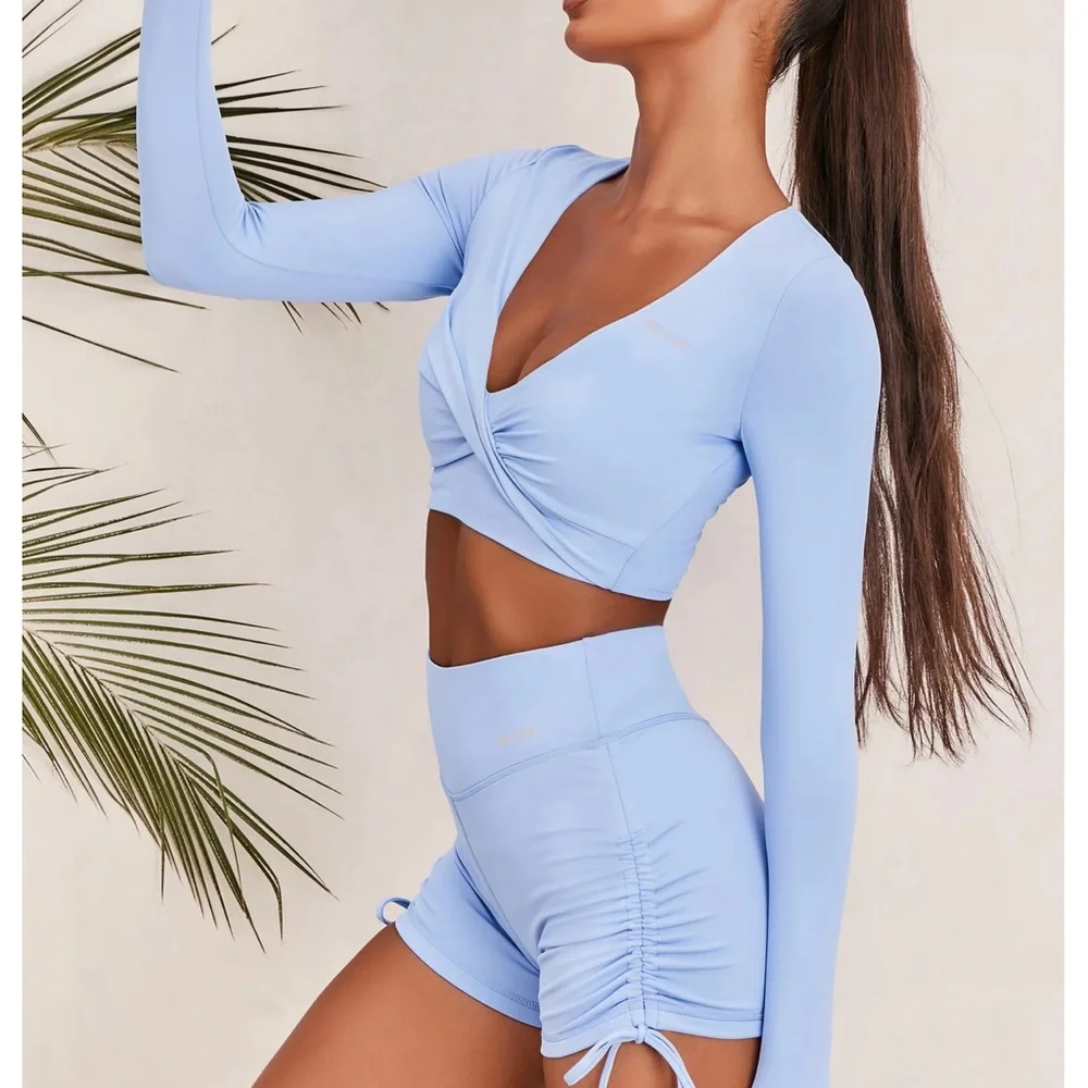 Oh Polly Bo+Tee 3 Piece Set Baby Blue Small Like New - Picture 2 of 15
